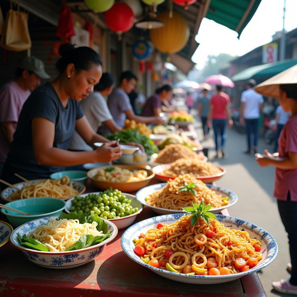 Ẩm thực đường phố đa dạng tại Chợ Đông Phú KDC Thuận Giao Bình Dương
